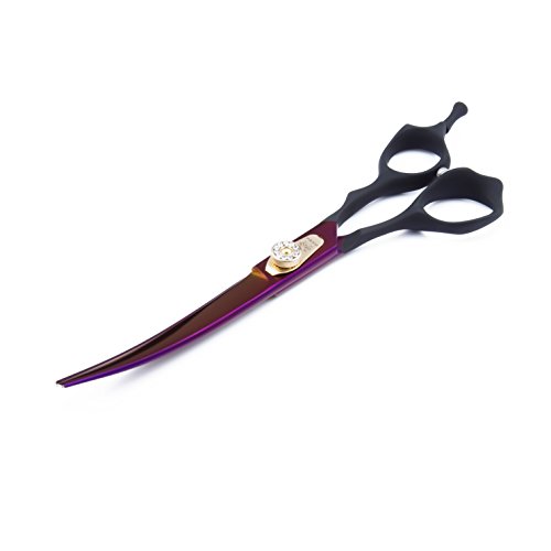 Dream Reach 7.0 inches Professional Decompressed Elastic Handle Pet Grooming Scissors Set,Straight & Chunker & 2 Curved scissors 4pcs set for Dog grooming (Purple) (4PSC Set) - Thumbnail 6