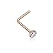 Inspiration Dezigns 20G Rose Gold Prong Set Gem Top L-Shaped Steel Nose Ring Stud