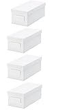 IKEA TJENA Box With Lid [4 Pack of Boxes] - For Office, Storage, Supplies, Organization, Small Parts (White)