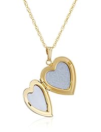 Collar con medallón en forma de corazón, con flores grabadas con relleno de oro amarillo de 14 quilates, de 18 pulgadas.