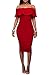 Wonderoy Women's Ruffles Off Shoulder Fitted Club Party Cocktail Bodycon Midi Dress M Red 1#