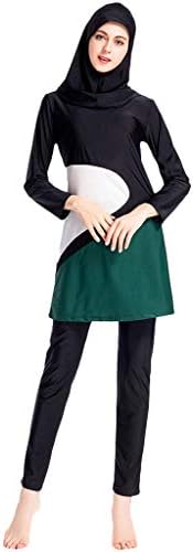 Siswong Womens Modest Swimwear Islamic Swimsuit Beachwear Long Sleeve Ladies Swimsuits with Cap Trunks Hat Burkini Jumpsuit Women Muslim Swimming Costume Bathing Suit Two Piece Hijab