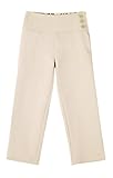 Bienzoe Girl's School Uniforms Stretchy Polyester Adjust Waist Flat Front Pants Khaki 14
