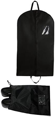 Bags for Less Professional Garment Bags – Travel Organization and Protection for Clothes, Dresses, Jackets, Suits, Pants – Easy Carry Handle, Gusset & Clear ID Pocket – Includes Shoe Bag