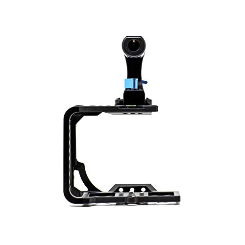 KONDOR BLUE BMPCC4K Half Cage Rig for Blackmagic Pocket Cinema Camera 4K with Top Handle, NATO Rails, 15mm Rod, Cold Shoe, Bubble Leveler and Optional T5 SSD Holder, Metabones Speedbooster Bracket
