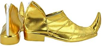 Mens JoJo's Adventure Dio Brando Cosplay Low Heel Pointed-toe Golden Boots Shoes Costume (UK 7.5)