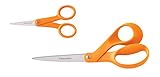 Fiskars 67517197J Original Orange-Handled Scissors 8 Inch and 5 Inch, 2-Piece Set,Black