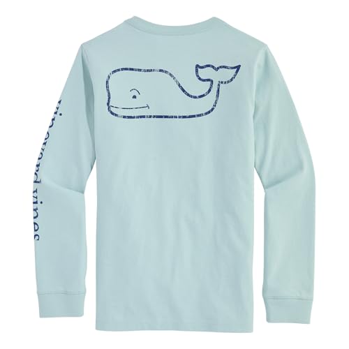vineyard vines Boys' Long-Sleeve Vintage Whale Pocket T-Shirt sp25, Aqua Haze,…