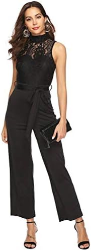 Women's Elegant High Waist Jumpsuit,Summer Casual Fashion Playsuits,Temperament Rompers, MingXinJia, Black, s