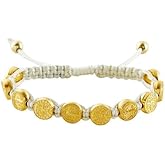 Westmon Works St Benedict Bracelet with Metal Charms and Adjustable Cord with Patron Saint Holy Card