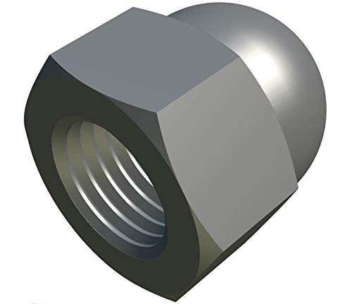 M12 Dome Hex Cap Nuts Zinc Plated (Pack of 10) Hexagon Acorn Decorative for Screws/Bolts - Domed Round Head Protection Cover Cap Nut Accorting to Standard DIN 1587 Silver Tone (12 mm)