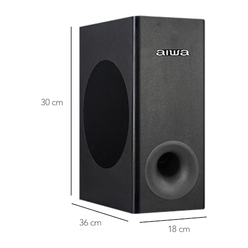 Barra de Soundbar AIWA AWSBH21W-W 2.1 Canales con Subwoofer, 120W RMS de Potencia, Bluetooth, HDMI ARC, Óptica y USB, Sistema de Sonido para Teatro en Casa y Gaming, Color Negro