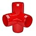 FORMUFIT 1” 4-Way Tee Furniture Grade PVC Fitting in Red, Made in USA, UV-Resistant, Impact-Proof, 1.315” Actual Socket Diameter (Pack of 4) - F0014WT-RD-4