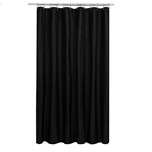 N&Y Home Fabric Shower Curtain Extra Long Hotel Quality Machine Washable Water Resistant Black 72 x 84