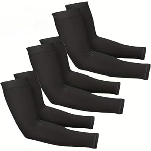 3 Pairs UV Sun Protection Arm Sleeves for Men Women, Compression Cooling Sun Sleeves - Sports - Workouts - Tattoo Cover（black