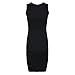 Women’s Sleeveless Stitching Faux Leather Dress – Ladies Sexy Crewneck Splits Bodycon Knee High Pencil Dress Party Dressesthumb 3