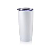 Masvis 20oz Tumbler Vacuum Insulated Stainless Steel Coffee Cup with Lid, Straws - Travel Mug Works Great for Ice Drink, Hot Beverage(White)