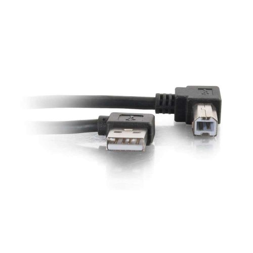 C2G/Cables to Go 28110 USB 2.0 Right Angle A/B Cable - Black (2 Meter/6.6 Feet)