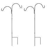 Sunnydaze Outdoor Heavy Duty Double Shepherd Hook, Garden Poles for Hanging Bird Feeders and Plants, 48 Inch Tall, Set of 2, Black