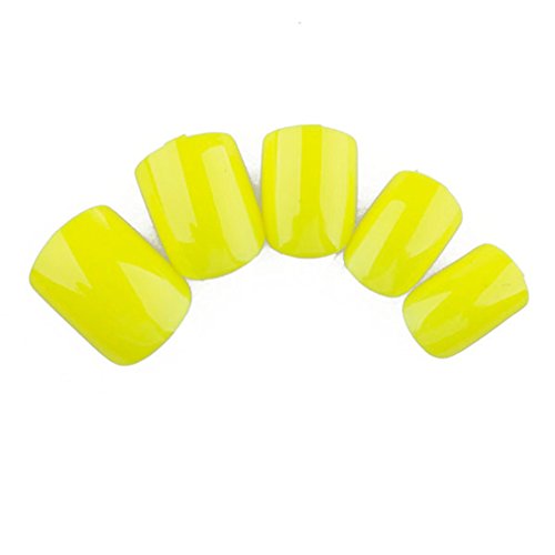 Elite99 Color False Nails Tips Press On Manicure Fashion Design Short Length No Need Glue Yellow