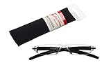 Fisherman Eyewear Slim Vision Rimless Reading Glasses with Temples (+2.50), Shiny Black