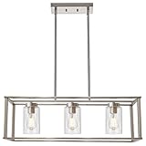 VINLUZ 3 Light Linear Chandeliers Brushed Nickel