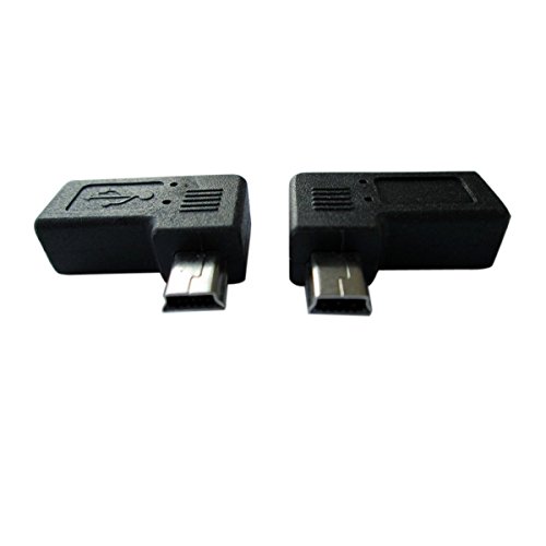 Akak Store USB 2.0 Adapter Plug1 Pair 90 Degree Left and Right Angle Mini USB Male to Micro USB Female Connector Adapter
