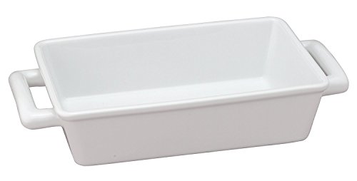 HIC Oblong Rectangular Baking Dish Roasting Individual Lasagna Pan, Fine White Porcelain, 8.5-Inches x 5.5-Inches x 2.5-Inches