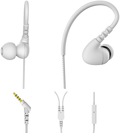 LanAu Wired Running Earbuds, Noise Cancelling Sweat Proof Earphones, Sport in Ear Headphones with Mic Remote for iPhone Smartphones (white)