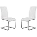 ARMEN LIVING Amanda Side Upholster Chrome White Finish Kitchen & Dining Chair-Set of 2