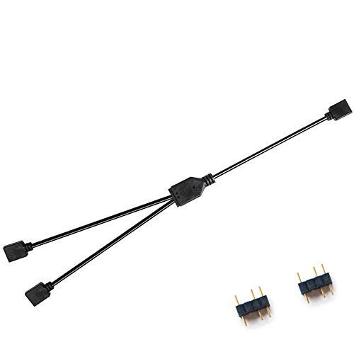 NMD&LR Computer Motherboard Extension Cable, RGB Interface Extension Cable, 12V RGB 4-PIN / 5V ARGB 3-PIN 1-4/1-5 Connector Hub (5V-3PIN-1TO2)