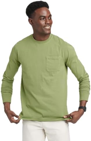 Goodfellow & Co Men's Long Sleeve Garment Dyed Pocket T-Shirt