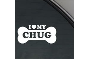 SASSYSTICKERS Sassy Stickers I Love My Chug Dog Bone White Sticker Decal
