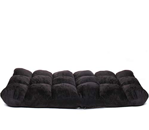 Gaming Floor Sofa Adjustable Chair for Adults & Kids - Comfortable Foam Seat & Removable Lounger Cover - Transformable Folding Sleeper Lounge Features 14 Reclining Positions from Flat to 90°,(Black)