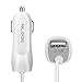 Nilogie Ultra Fast Retractable Coiled USB 3.0 Car Charger Adapter for Samsung Galaxy S5, SV SM-G900, Samsung Galaxy Tab Pro, Samsung Galaxy Note 3 - White