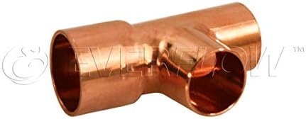 Everflow Supplies CCRT1000 Reducing Tee Fitting with with Solder Cups for Cop, 1 X 1/2 X 1/2, Copper