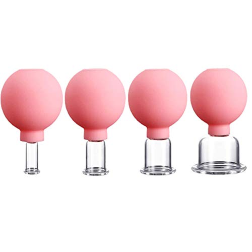 SETROVIC 4 Pieces Glass Silicone Cupping Cups Set Massage Vacuum Suction Cupping Tools Anti Cellulite Lymphatic Therapy…