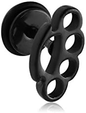 Zikit Body Piercing Jewelry Black Surgical Steel Brass Knuckle Fake Plug 16g Length: 6 mm