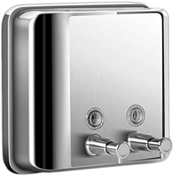 YBYB Soap Dispenser Stainless Steel Manual Soap Dispenser 1000ml Square Soap Liquid Hand Soap Wall-Mount for Bathroom Kitchen Hotel Restaurant Pump Bottles (Size : Double Head)