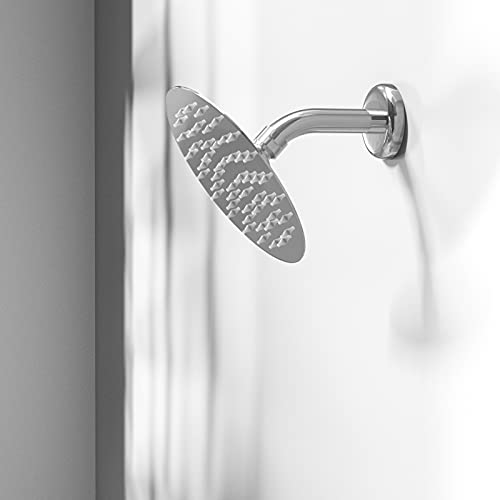 Anlisnut 6 inch High Pressure Rain Shower Head,Copper Screw Joint, Integrally Formed Swivel Ball,304 Stainless Steel Fixed Showerhead (Polished Finish)