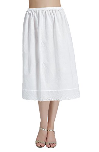BEAUTELICATEHalf Slip Skirt Extender with Lace Embroidery 100% Cotton Vintage Underskirt