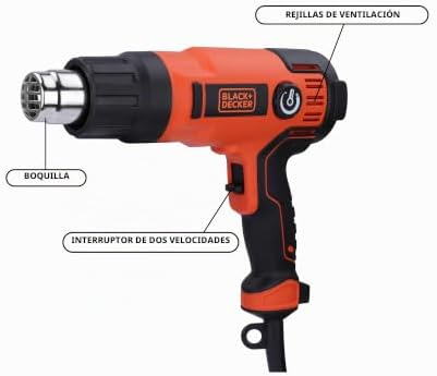 Decapador Térmico 2000W, Pistola de calor, Temperatura Ajustable 65-645°C, 2 Caudales de Aire, Empuñadura Ergonómica, Incluye 8 Accesorios y Maletín, 230V, KX2200K