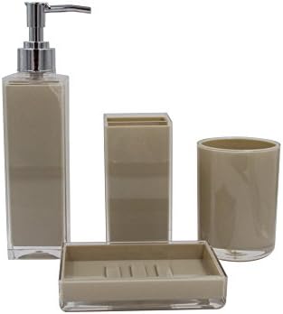 4-Piece Set: Bathroom Accessory Collection (Tan)