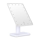 Ovonni L207 20 LEDs Touch Screen Makeup Mirror Adjustable LED Tabletop Countertop Lighted Make-up Cosmetic Vanity Mirror (Batteries Included), White