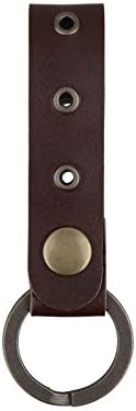 Richbud Full Grain Leather Eyelet Valet Key Chain Ring Vegetable Tanned Belt Roop rbk029 (Coffee Brown, Medium)