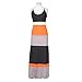 Tenworld Women Boho Spaghetti Strap Splicing Stripes Long Maxi Dress Party Dress (M = US 6)