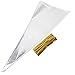 Wode Shop 100 Pieces Clear Cone Bags, Medium Transparent Plastic Cone Bags Sweets Treat Bags With Gold Twist Ties, 14.56 X 7.1 Inches