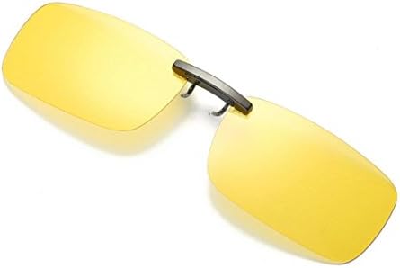 Rosiest Eyewear On Sale, Detachable Night Vision Lens Driving Metal Polarized Clip On Glasses Sunglasses Lens Neutral Large Frame Side Shades Glasses (Yellow)