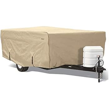 Goldline Pop Up Camper Covers by Eevelle | Waterproof Fabric | Tan and Gray (12-14 Feet, Tan)