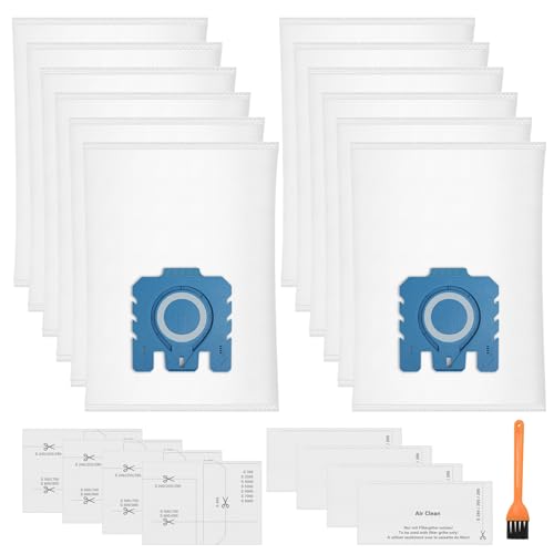 12 Bags for Miele GN Vacuum Cleaner Bags Classic C1 Complete C2 C3, S2 S5 S8 Series 3D Efficiency Dust Bag with 4 Motor Protection Filter, 4 Exhaust Filter 9917730 10123210